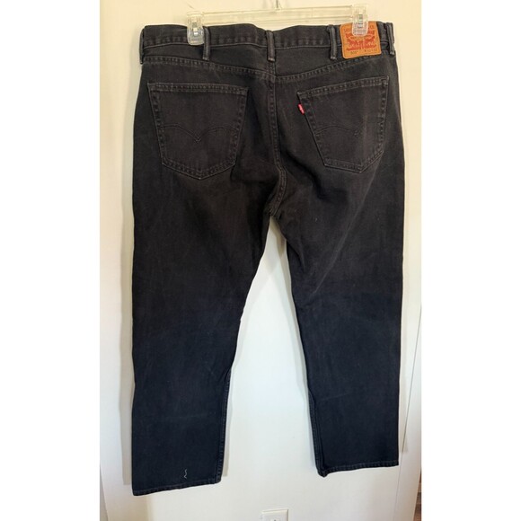 Levi's 505 Mens Jeans Waist 42 Length 32 Black Regular Straight Denim Pants Dark - Picture 3 of 5